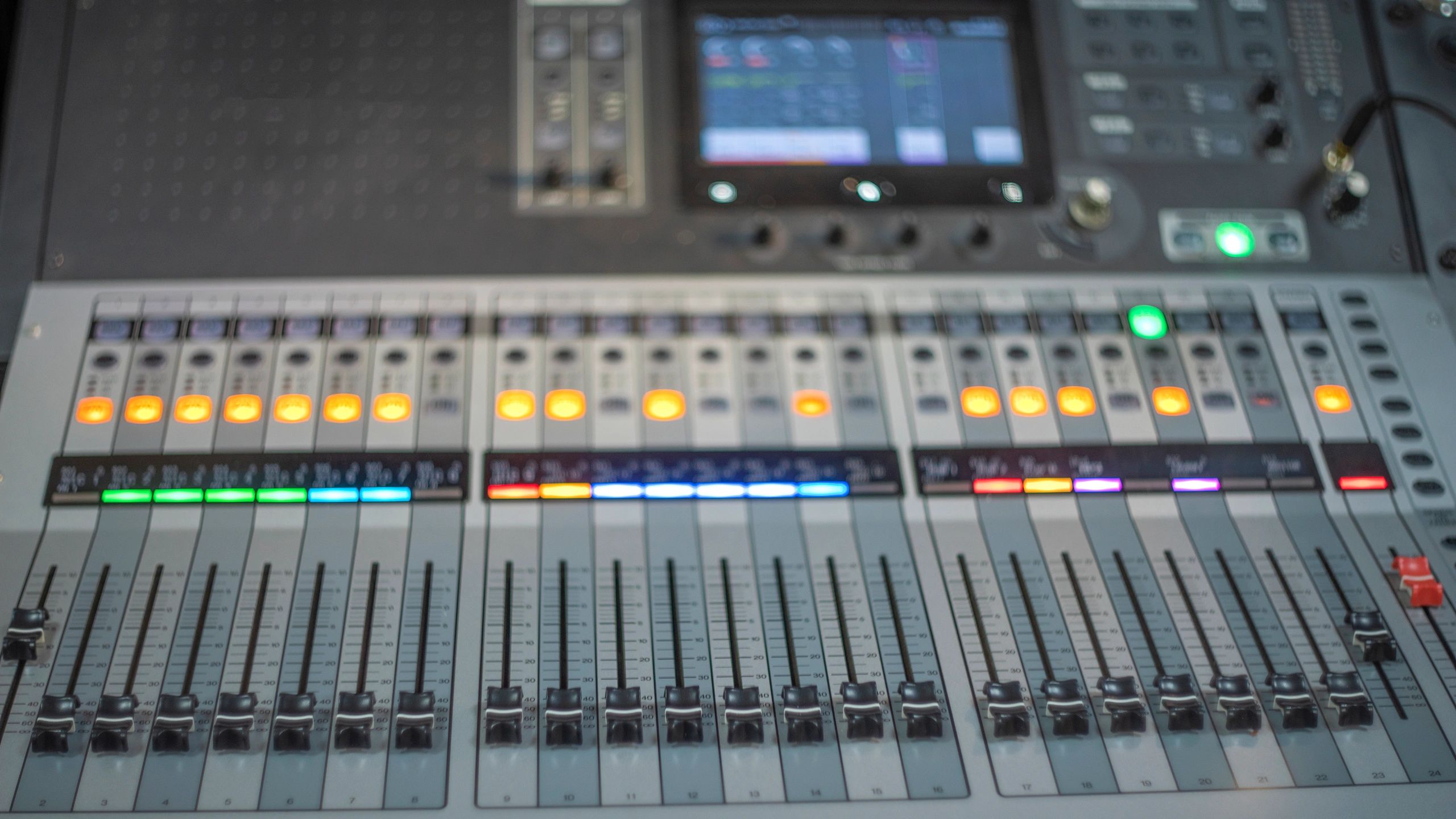 Digital audio mixing console in a professional music production environment